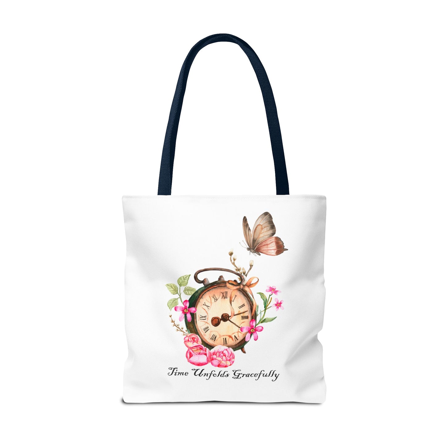 Vintage Clock and Flowers Tote Bag
