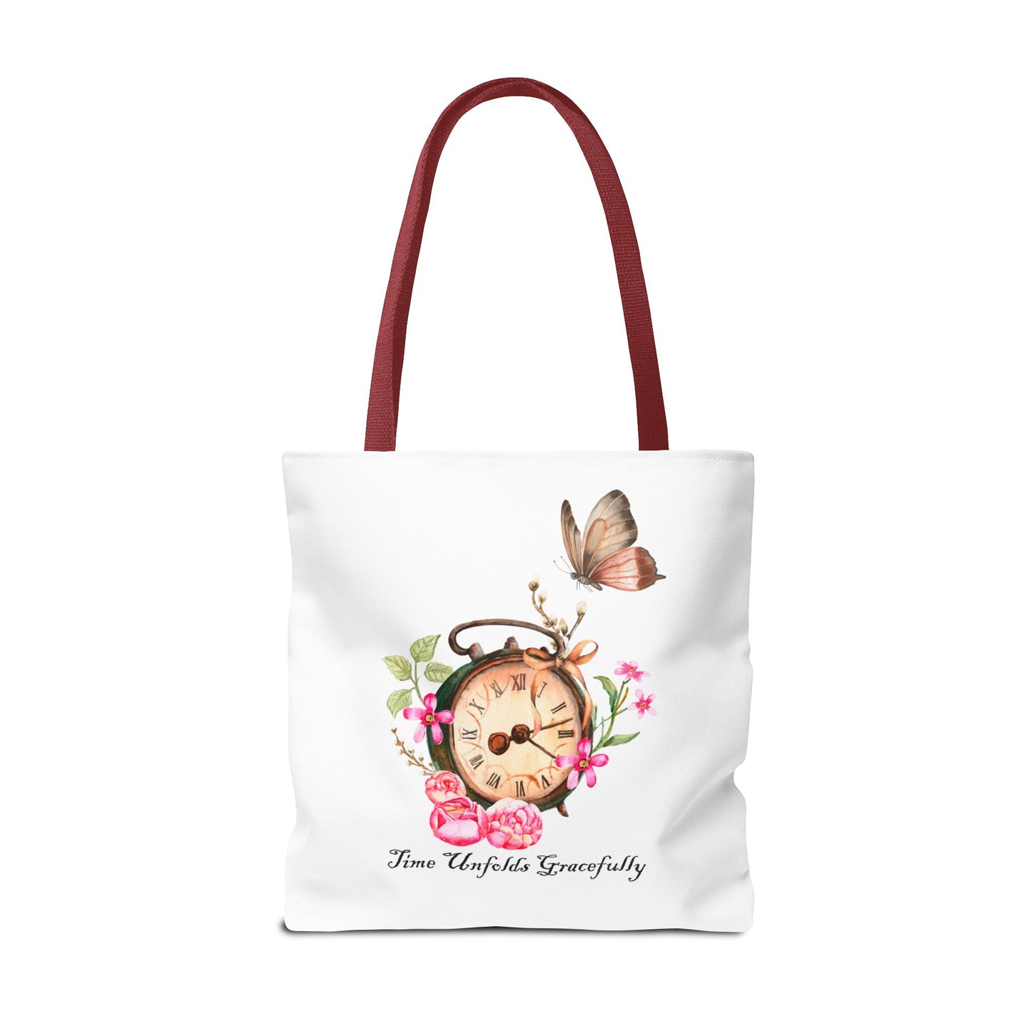 Vintage Clock and Flowers Tote Bag